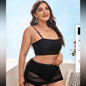 Plus High-Waisted Bikini swimsuit & Drawstring Cover Up (Brand-New)